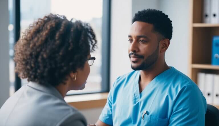 A person receiving mental health care without worrying about cost in the UK