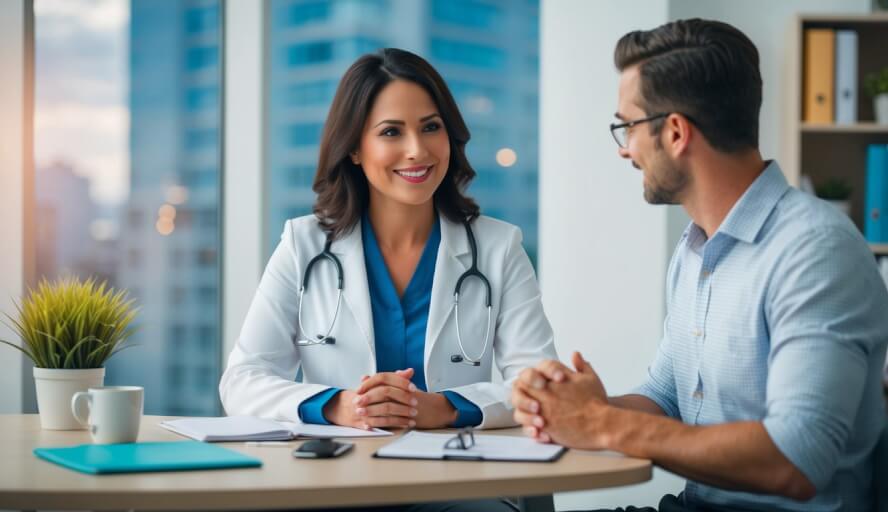 A woman therapist and male client strategize budget-friendly therapy sessions