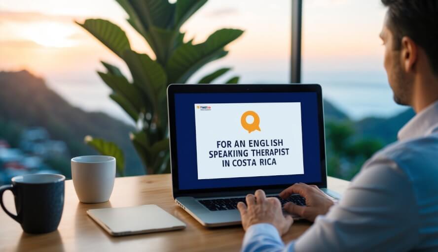 A person searching online for an English-speaking therapist in San Jose, Costa Rica