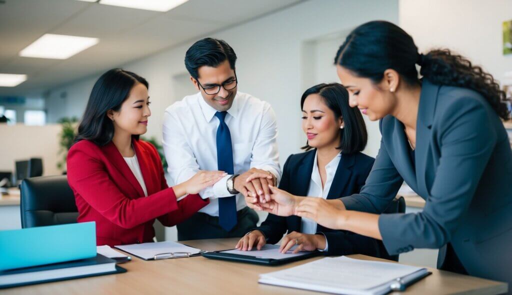Therapists in a San Jose office, comforting stressed workers